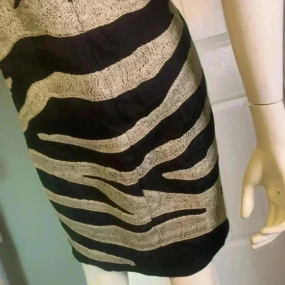 Michael Kors sleeveless 100% linen print zebra dress size 8 Black Beige. #301 - Picture 8 of 12